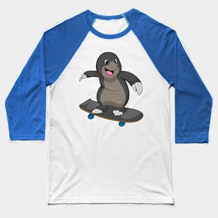 Mole as Skater with Skateboard Baseball T-Shirt